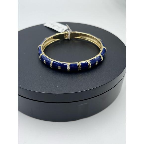 Vera Bradley Blue Navy Crystal Bezeled Bangle Bracelet New - Picture 5 of 10